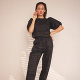 Depeche Clothing Abi bluse med pufærmer Tops 099 Black (Nero)