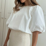 Depeche Clothing Abi bluse med pufærmer Tops 230 Off White