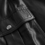 Depeche leather wear Amily straight fit cargo skindbukser Pants 099 Black (Nero)