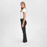 Depeche leather wear Ava RW flare 7/8 længde skindbuks i strækbar kvalitet Pants 099 Black (Nero)