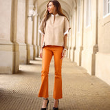 Depeche leather wear Ava RW flare 7/8 længde skindbuks i strækbar kvalitet Pants 065 Orange