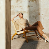 Depeche leather wear Ava RW flare 7/8 længde skindbuks i strækbar kvalitet Pants 199 Nougat