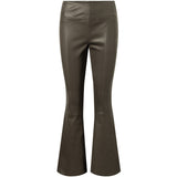 Depeche leather wear Ava RW flare 7/8 længde skindbuks i strækbar kvalitet Pants 222 Smoke