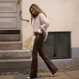 Depeche leather wear Ava skindbukser - fuld længde (RW) Pants 309 Metallic Brown