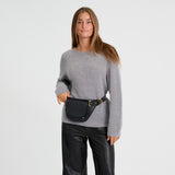 DEPECHE Bæltetaske i koskind med sadeltaske-look Bumbag 099 Black