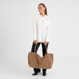 DEPECHE Bilbao shopper i skind og ruskind Shopper 342 Dark Mud