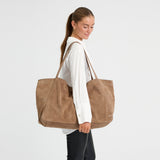 DEPECHE Bilbao shopper i skind og ruskind Shopper 342 Dark Mud