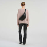 DEPECHE Bumbag i skind med perforeret mønster Bumbag 099 Black