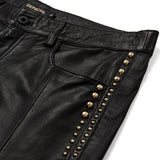 Depeche leather wear Cat skindbukser med guld nitter Pants 099 Black (Nero)
