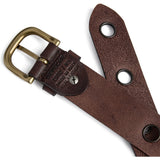 DEPECHE Cool læderbælte dekoreret med store eyelets Belts 161 Dark brown