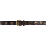 DEPECHE Cool læderbælte dekoreret med store eyelets Belts 161 Dark brown