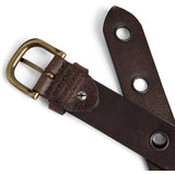 DEPECHE Cool læderbælte dekoreret med store eyelets Belts 179 Brown/Brass