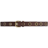 DEPECHE Cool læderbælte dekoreret med store eyelets Belts 179 Brown/Brass