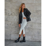 Depeche leather wear Cool og rå biker skindjakke i blød kvalitet Jackets 099 Black (Nero)