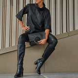 DEPECHE Crossover skindtaske dekoreret med metalring Cross over 099 Black (Nero)