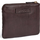 DEPECHE Håndflettet pung i kalveskind Purse / Credit card holder 161 Dark brown