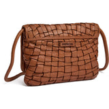 DEPECHE Håndflettet ruskind clutch/crossover taske Cross over 005 Vintage cognac