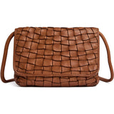 DEPECHE Håndflettet ruskind clutch/crossover taske Cross over 005 Vintage cognac