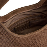 DEPECHE Håndflettet ruskinds-håndtaske Shoulderbag / Handbag 007 Mud