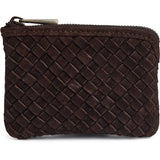 DEPECHE Håndflettet ruskinds pung/kortholder Purse / Credit card holder 008 Chocolate