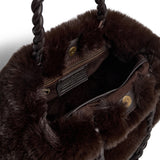 DEPECHE Håndtaske i blød faux fur med flettede hank Shoulderbag / Handbag 008 Chocolate