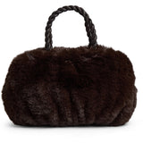 DEPECHE Håndtaske i blød faux fur med flettede hank Shoulderbag / Handbag 008 Chocolate