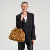 DEPECHE Håndtaske i ruskind med nitter og metalringe Shoulderbag / Handbag 028 Caramel