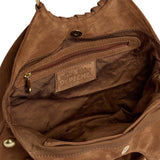 DEPECHE Håndtaske i ruskind med nitter og metalringe Shoulderbag / Handbag 028 Caramel