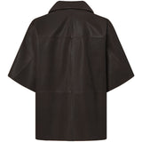 Depeche leather wear Julia kortærmet skindskjorte Shirts 008 Chocolate