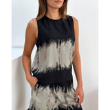 Depeche Clothing Kia top i smukt print Tops 268 Grey Printed