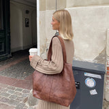 DEPECHE Klassisk skind shopper taske i tidsløst design Shopper 133 Brandy