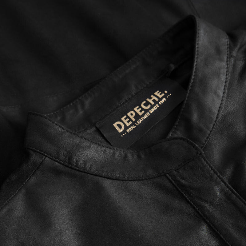 Depeche leather wear Knælang Sofia læderskjorte Dresses 099 Black (Nero)