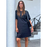 Depeche Clothing Kort Abi kjole med pufærmer Dresses 099 Black (Nero)