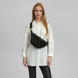 DEPECHE Læder bumbag dekoreret med flet Bumbag 099 Black (Nero)