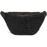 DEPECHE Læder bumbag dekoreret med flet Bumbag 099 Black (Nero)