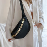 DEPECHE Læder bumbag med smuk kæde detalje på front Bumbag 099 Black (Nero)