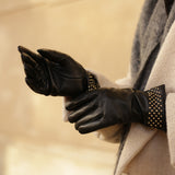 DEPECHE Læderhandsker dekoreret med mikronitter Gloves 190 Black / Gold