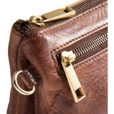 DEPECHE Lille skindtaske med guldfarvede detaljer Small bag / Clutch 133 Brandy
