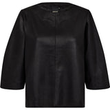 Depeche leather wear Lorenza skindbluse med fin ærme detalje Blouse 099 Black (Nero)