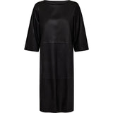 Depeche leather wear Lorenza skindkjole med fin ærme detalje Dresses 099 Black (Nero)