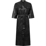 Depeche leather wear Paige skjortekjole i blødt skind Dresses 099 Black (Nero)