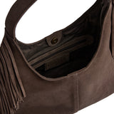 DEPECHE Ruskindsskuldertaske med frynser Shoulderbag / Handbag 217 Deer