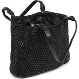 DEPECHE Shopper skindtaske dekoreret med flet Shopper 099 Black (Nero)