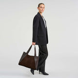 DEPECHE Shopper taske i ruskind og koskind Shopper 008 Chocolate