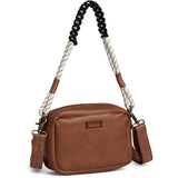 DEPECHE Skind crossover med boho rebrem Cross over 040 Dark cognac