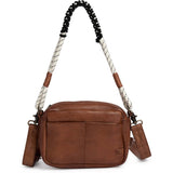 DEPECHE Skind crossover med boho rebrem Cross over 040 Dark cognac