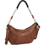 DEPECHE Skind skuldertaske med boho rebrem Shoulderbag / Handbag 040 Dark cognac