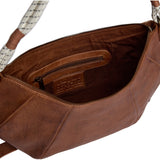 DEPECHE Skind skuldertaske med boho rebrem Shoulderbag / Handbag 040 Dark cognac