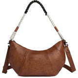 DEPECHE Skind skuldertaske med boho rebrem Shoulderbag / Handbag 040 Dark cognac