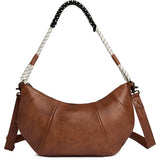 DEPECHE Skind skuldertaske med boho rebrem Shoulderbag / Handbag 040 Dark cognac